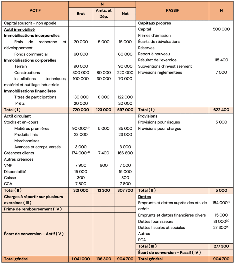 Bilan comptable exercices